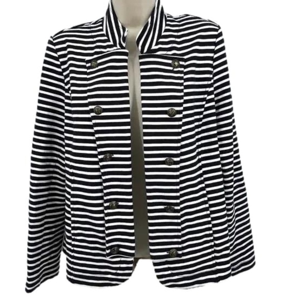 Tommy Hilfiger Cardigan Women's L NWOT Nautical Coastal Blue White Striped Prep - Picture 1 of 6